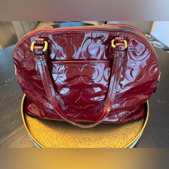COACH Cora Purse Red Patent Leather Satchel - Picture 7 of 8